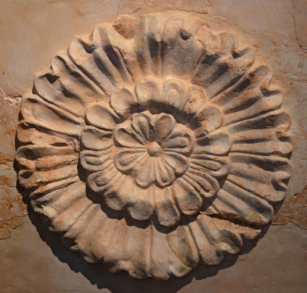 Rosette on the sarcophagus of Herod the Great which was found in 2007 after 35 years of search. Israel Museum, Jerusalem.