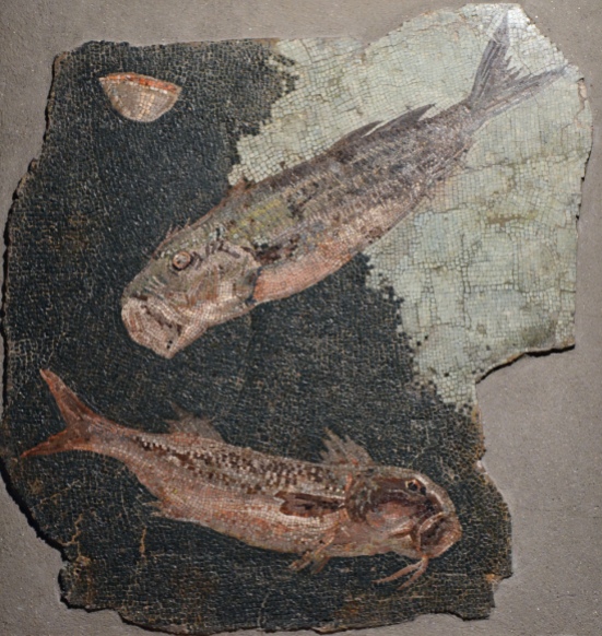 Mosaic with maritime scenes, from the Via Panisperna in Rome, late 2nd - early Ist century BC, it once decorated the pool of a Roman bath.