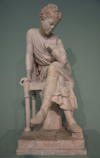 Seated girl, Roman copy of the Hadrianic period after a Greek original of the school of Lysippos or a Roman creation, from the Horti Liciniani.
